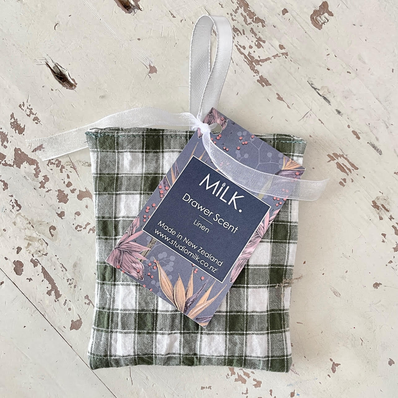 Drawer Scent Sachet Studio Milk Gingham Olive
