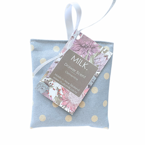 Duck egg polka dot fabric drawer scent