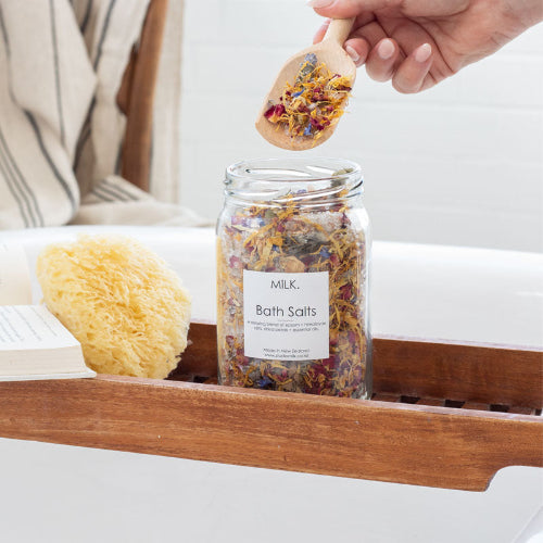 bath salt jar roses chamomile calendula
